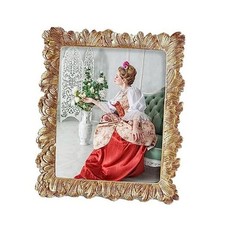 Vintage 8x10 Picture Frame - Rose Gold Flower Leaf with Glass Gold Leaf-8x10