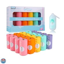 Diaper Bags Disposable for Baby, 20 Refill Rolls/300 Bags Waste Bags with Dis...