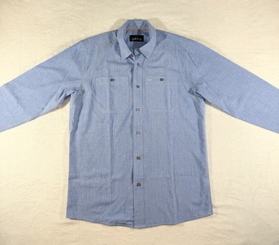 Orvis Men s Blue Chambray Long Sleeve Tech Button Up Ventilated Work Shirt, M
