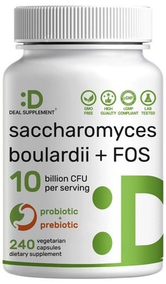 Saccharomyces Boulardii Probiotics + FOS Supplement, 10 240 Count (Pack of 1)