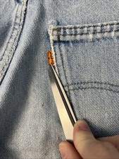 VTG Levis Jeans Womens 29x28 Blue Loose Straight Orange Tab 70s Denim Distressed