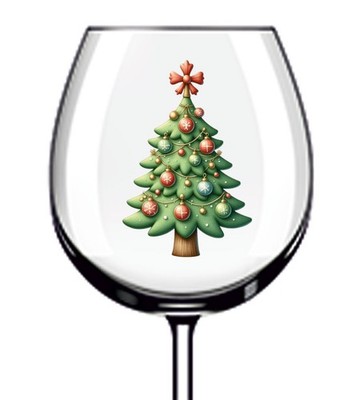 12x Bunter Weihnachtsbaum Vinyl Aufkleber Abziehbild Becher Weinglas Flasche Tasse