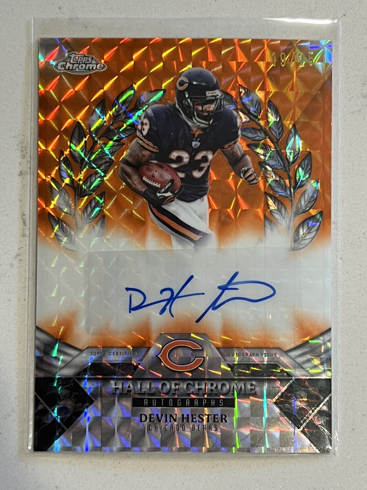 Devin Hester 2025 Topps Chrome Orange Geometric Hall of Chrome Auto /25