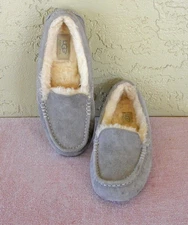 UGG Ansley Light Grey Gray Suede Moccasins Slippers Shoes Size US 7