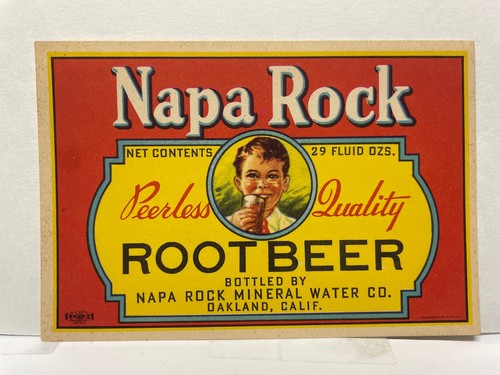 Napa Rock Root Beer Label Vintage Soda Advertising Paper Unused