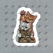 Adorable Cat Trio Vinyl Sticker Cute Cat Decal for Laptops, Water 626245