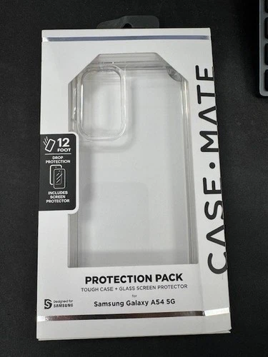 "Case-Mate Galaxy A54 5G Case with 9H Tempered Glass Screen Protector Clear