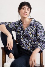 Seasalt Women's Regular Hope Cottage Organic Cotton Blouse Headland Collage Mari