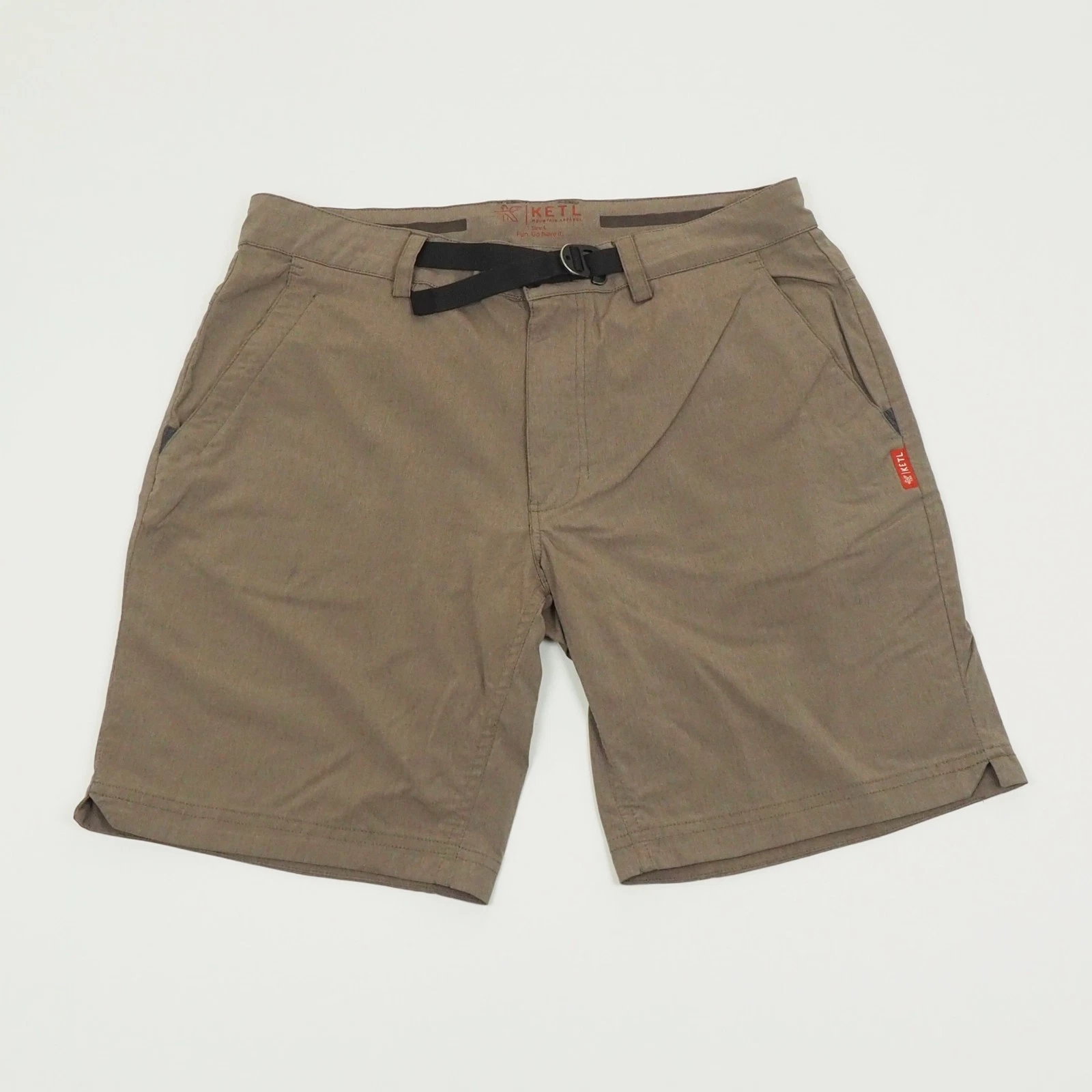 Ketl Virtue Hybrid Shorts Mens Large Heather Brown Belted Nylon Blend Outdoor