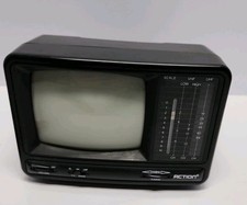 ACTION 5" B&W TV Monitor & AM FM Radio Portable CRT TV ACN-3509 Vintage