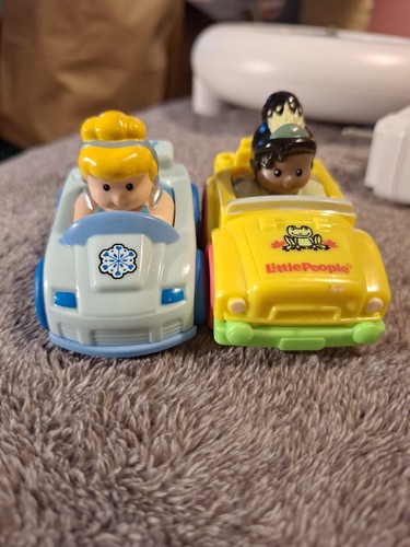 Fisher-Price Little People Disney Princess Wheelies Cinderella & Tiana RARE LOT