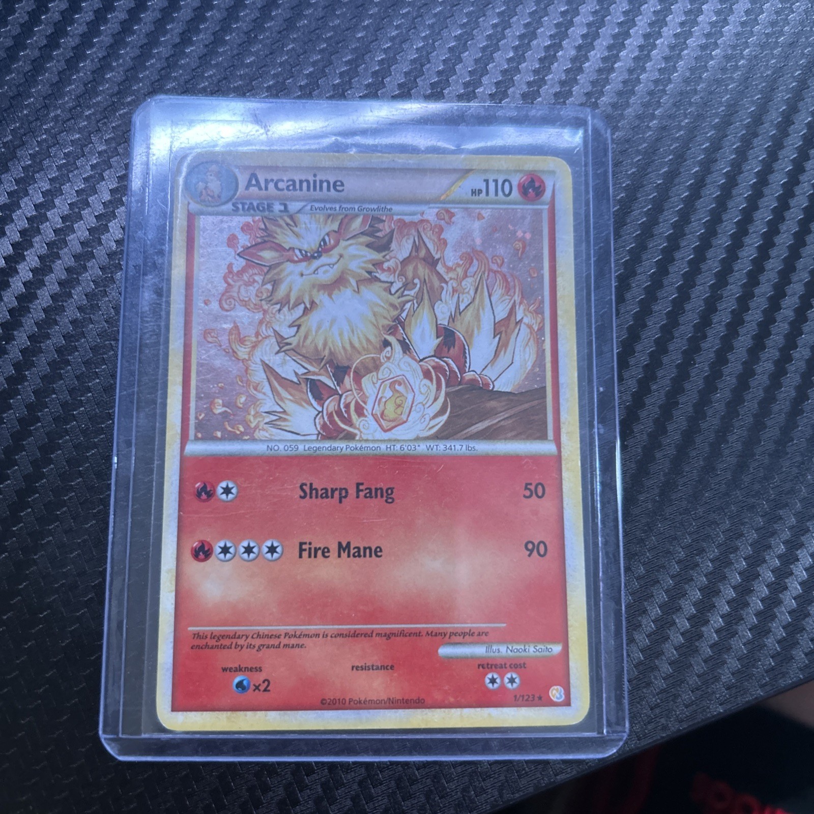 Pokémon TCG Arcanine HeartGold SoulSilver Card 1/123 2010 Holo