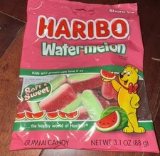 Haribo Watermelon Gummi Candy Soft & Fruity Gummy 3.1 oz Bag