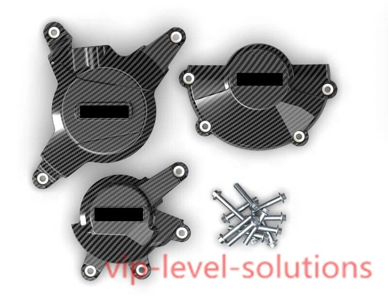 3x Cubierta protectora de motor de fibra de carbono negra para Honda CBR600RR 2007-2023 Foto 2 de 4