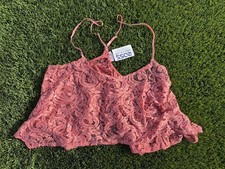 Free People Strappy Best Idea Cami Lace Dusty Mauve Sequined Top Size Medium