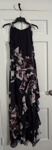 NWT Brand New Betsy & Adams Floral Gown (Black, Purple), Size 6