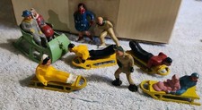 Vtg Lot Of 14 40's Barclay Manoil Cast Lead Skater Skiers Sledders Figure