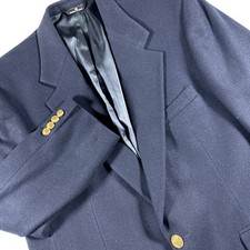 Polo University Club Navy Blazer Men 42R Gold Crest Button Wool Ralph Lauren VTG