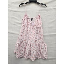 Wild Fable Womens Floral Mini Dress Pink Linen Blend Casual Size Small
