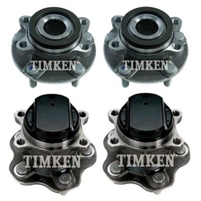 Front & Rear Wheel Bearing & Hub Assembly Kit Timken For Nissan Rogue FWD 08-12