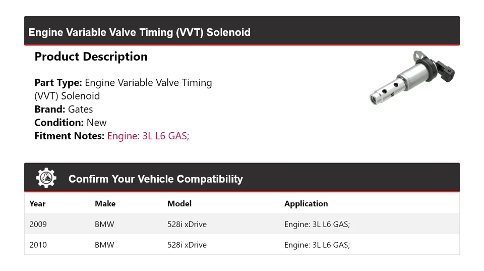 Puertas solenoides VVT para BMW 528i xDrive 2009-2010 motor L6 Foto 2 de 4