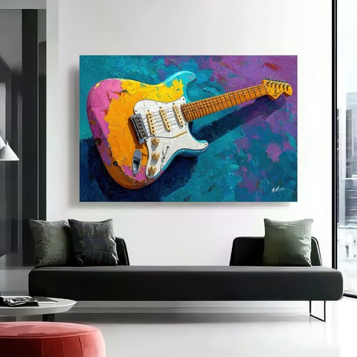 Gitarre Musik Abstrakte Bunte Leinwand Bilder Kunst Gemälde Wandbilder XXL 8013A - Bild 2 von 8