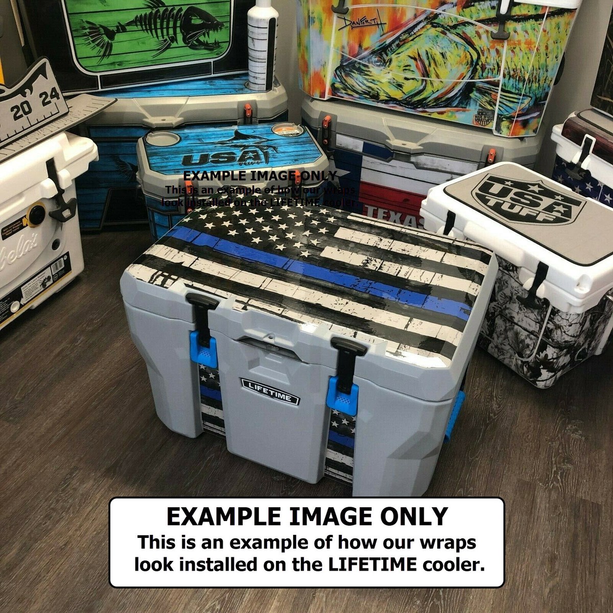Vinyl Cooler Wrap fits Lifetime 28, 55, 77 | Decal Skin L+I - Bonefish White