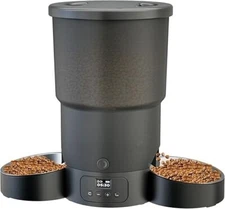 Automatic PROGRAMMABLE Pet Feeder Stainless Steel 5L Dual Bowl Black NIB!