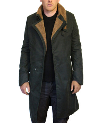 Mens Blade Runner 2049 Ryan Gosling Long Black Coat Officer K Trench Coat Jacket