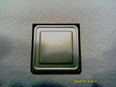 Vintage 1998 AMD-K6-2/350AFQ 100MHz FSB 64KB L1 cache Socket 7 (24K GOLD) CPU