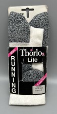 VTG Thorlos Lite Mens Running Cool Max Crew Socks Sz 10.5-11.5 White Gray NOS