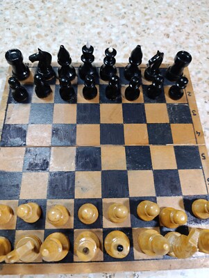 Vintage chess, chess set, wooden chess set, USSR chess, family game, wood chess