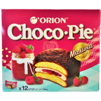 Kekse  Orion Choco Pie  Himbeere 12 Stück 360g