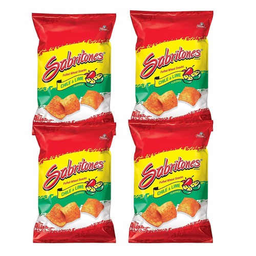 Sabritones Chile & Lime Flavored Puffed Wheat Snacks, 4 oz (4 Bags) DEC