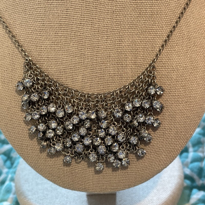 J Crew Rhinestone Cluster Bib Necklace