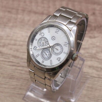 Gossip Chronograph Watch Mens Silver Tone Classic Round Quartz White Dial