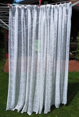 Edle weiße 80er Glanzgardine/üppige Blumenmuster/volle Breite ca275cmx165cm lang