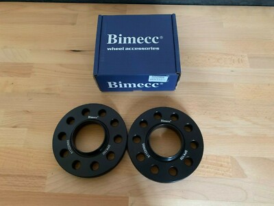 BLACK BIMECC ALLOY WHEEL SPACERS 15MM 5X112 66.6MM CB PAIR