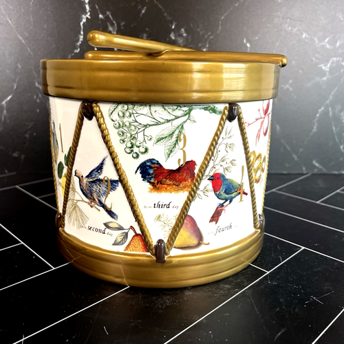 Tarro de galletas de batería Williams Sonoma 12 días de Navidad 2012 video dorado de vacaciones - Imagen 1 de 10