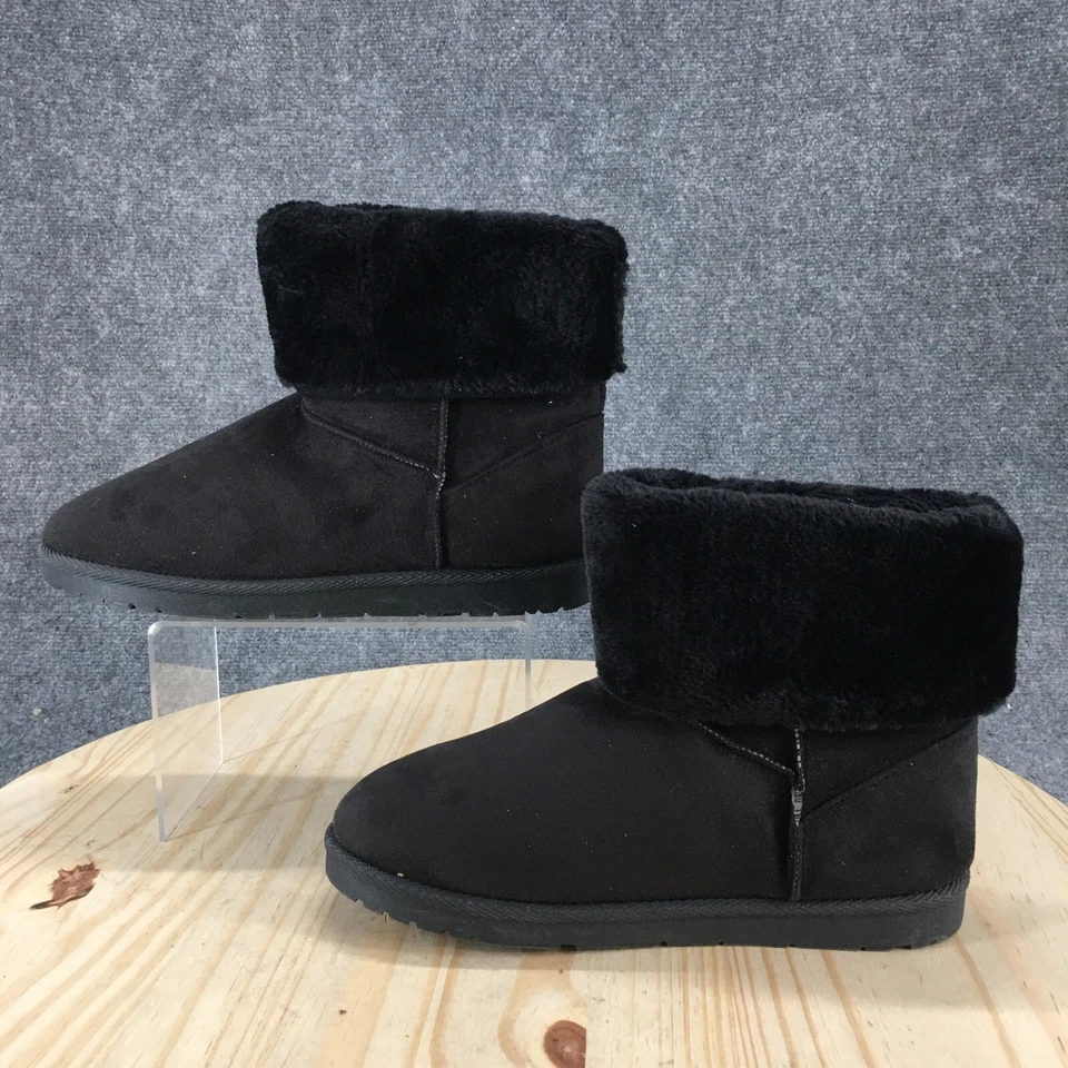 Olivia Miller Boots Womens 9 Winter Snow Black Faux Fur Slip On Casual Round Toe - Image 2 of 4