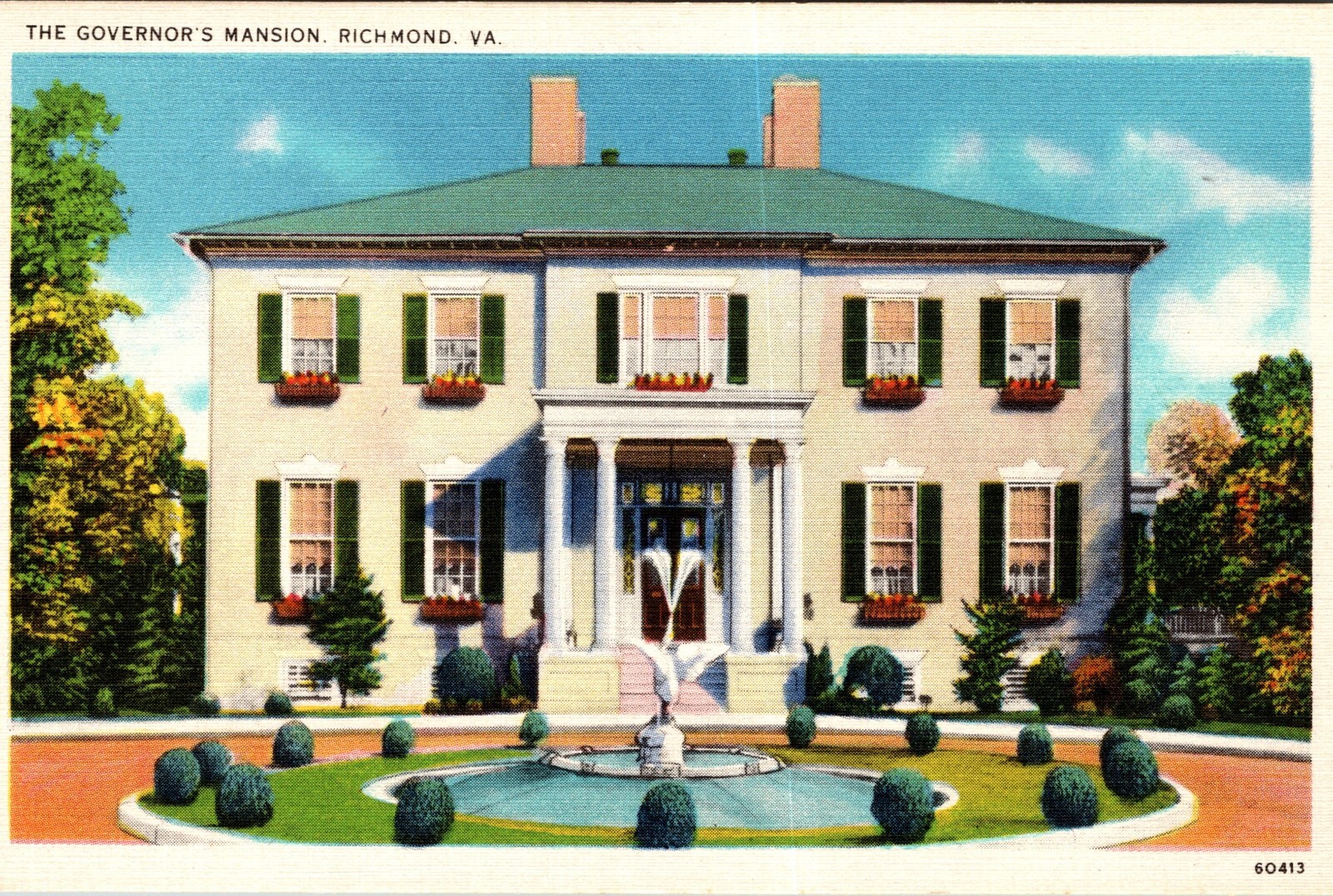 Vintage Postcard The Governor's Mansion, Richmond Virginia White Border