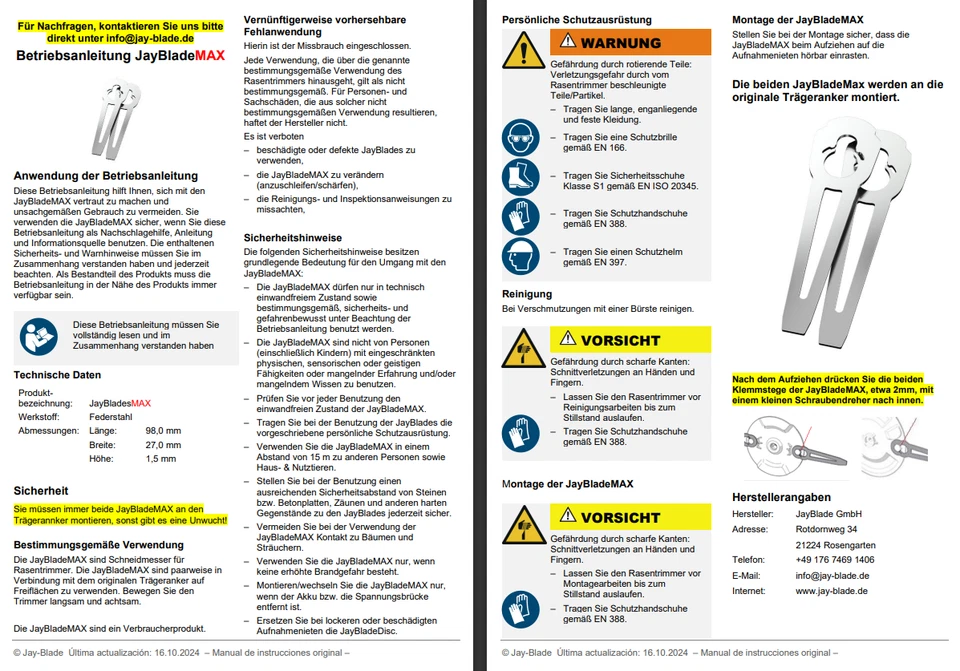 JayBladeMAX Metallmesser für GARDENLINE GLAR 18 Akku Rasentrimmer Ersatzmesser - Bild 3 von 3