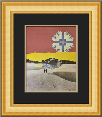 Peter Max New Mexico Mirage Custom Framed Print