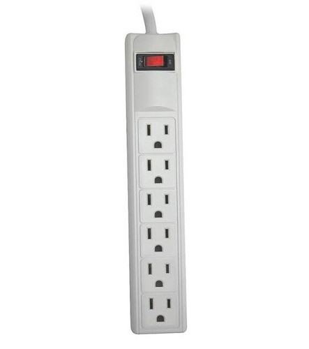Power Zone OR801124 Multiple 6 Outlet Strip, 3', White