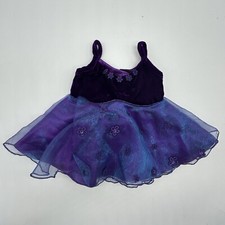 Build a Bear Vtg Rare Teddy Dress Purple Velvet Sequin Flower Iridescent - READ