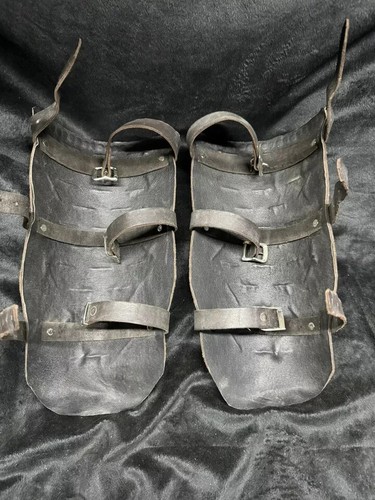 Scale Mail Shin Guards Leather Metal Armor Festival Medieval Dragon Leggings - Picture 3 of 4
