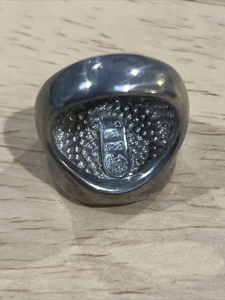 PABLO PICASSO GROSSBARDT STERlING SILVER 18k Gold Face RING Size 5 Modernist - Image 3 of 4