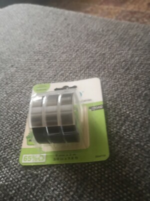  3 Klebebänder - geprägt 9mmx3m schwarz Dymo