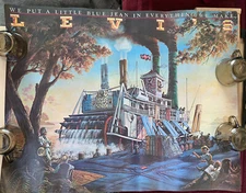 Large Levi’s Vintage Poster Advertising Levi Strauss We Put A Little Blue Jean