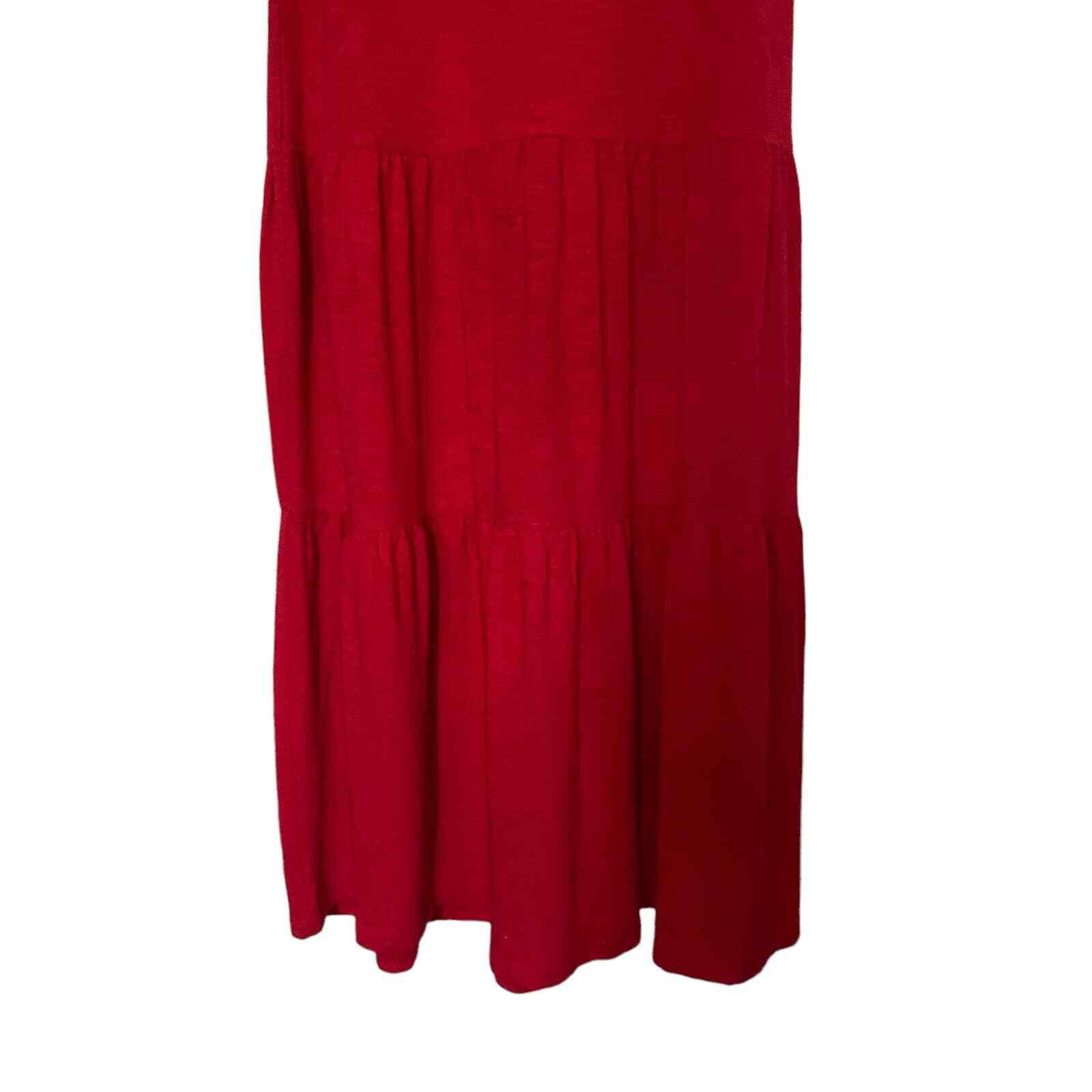 J. JILL Women's Size XS Maxi Dress Tiered Red Sleeveless Tank Cotton